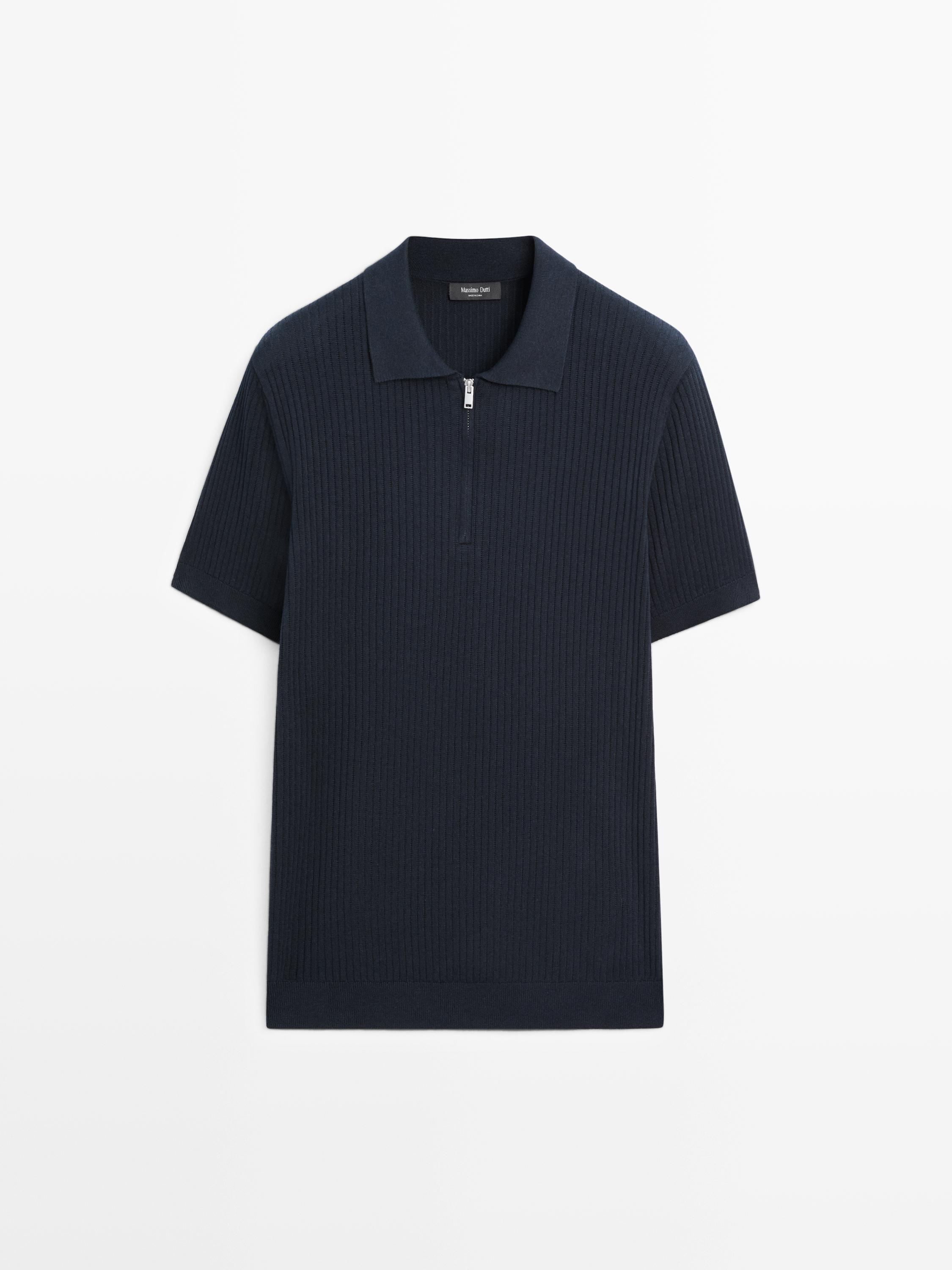 Pull polo en maille à col zippé